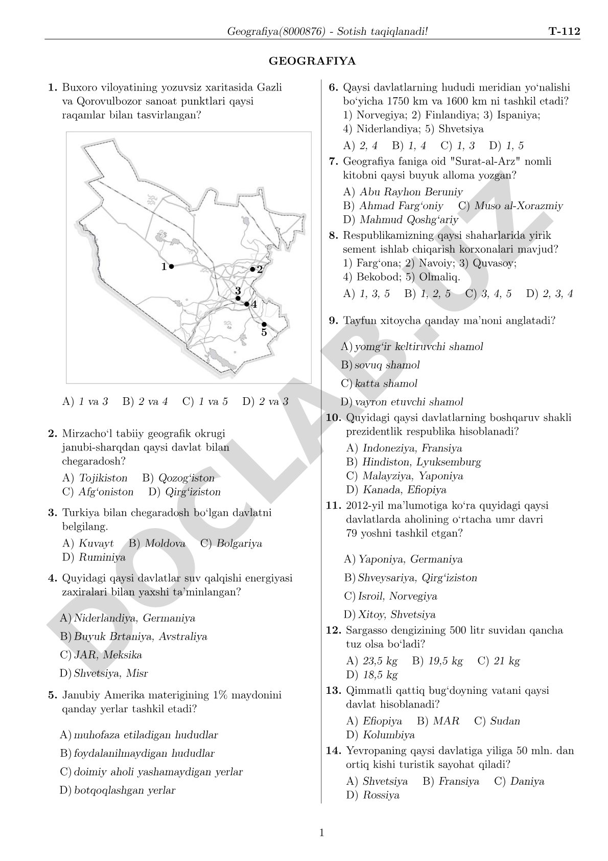 Geografiya testi
