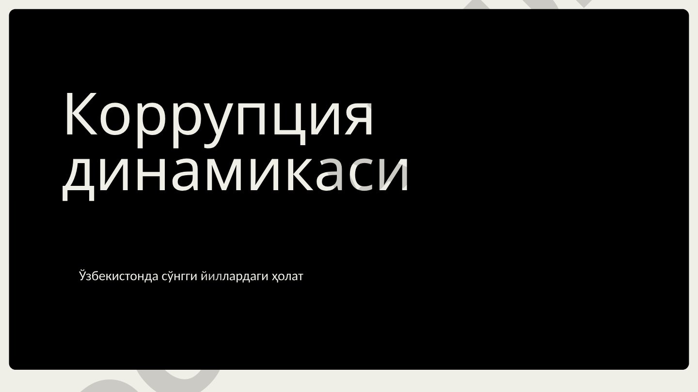 Коррупция динамикаси Ўзбекистонда сўнгги йиллардаги ҳолат