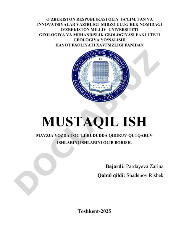 Yozda tog‘li hududda qidiruv-qutqaruv ishlarini olib borish