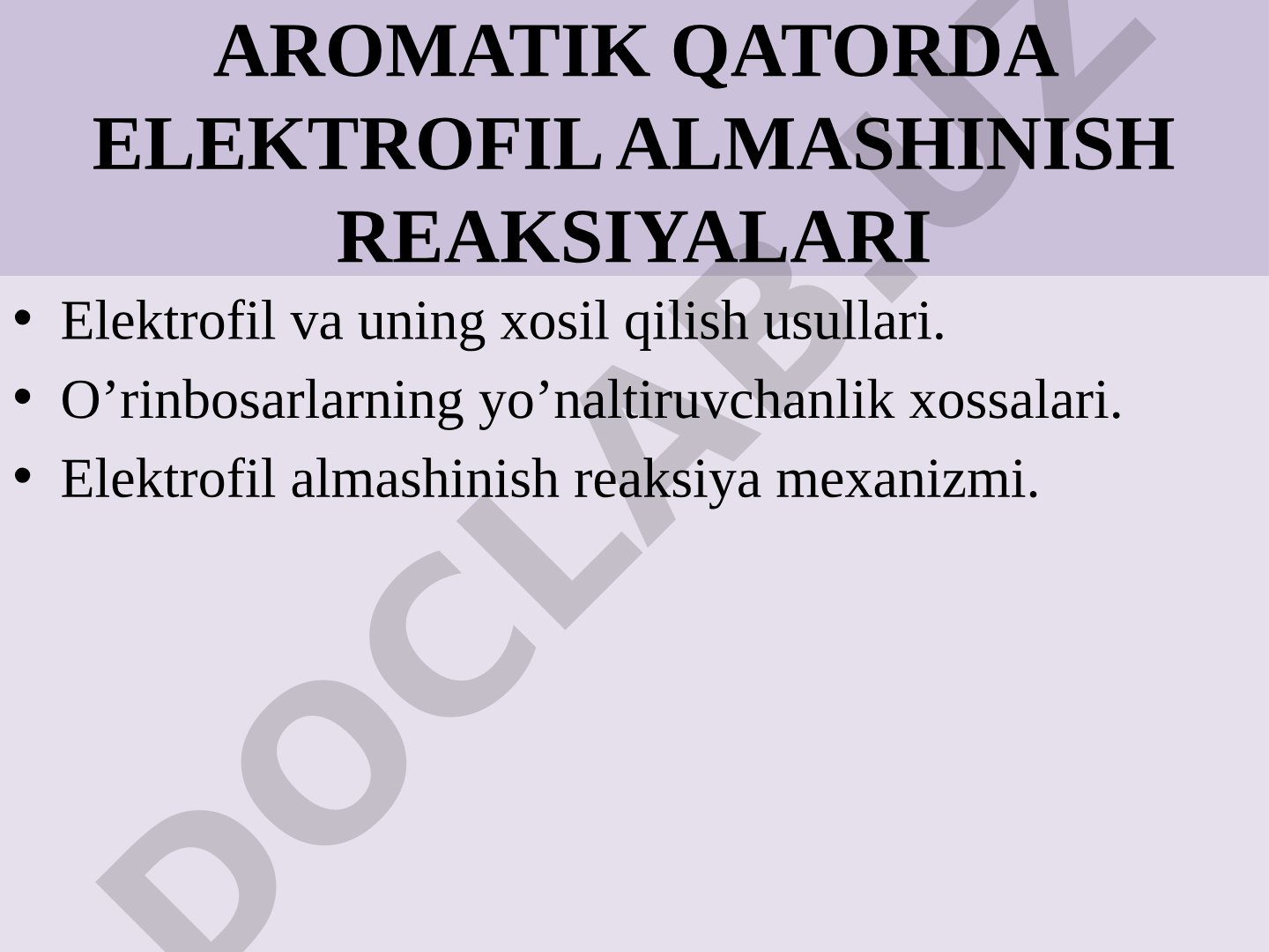 Aromatik qatorda elektrofil almashinish reaksiyalari