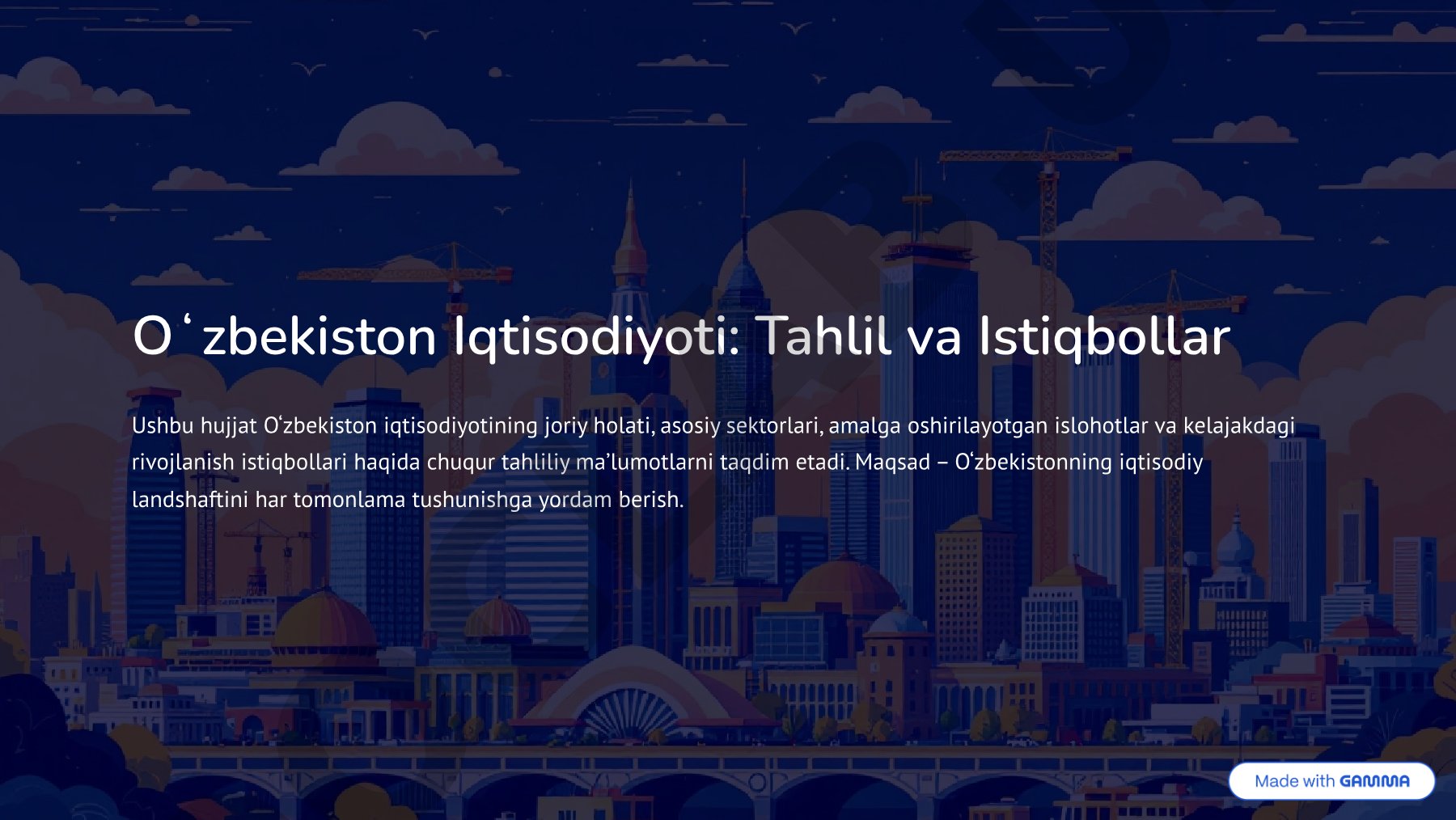 O'zbekiston Iqtisodiyoti: Tahlil va Istiqbollar
