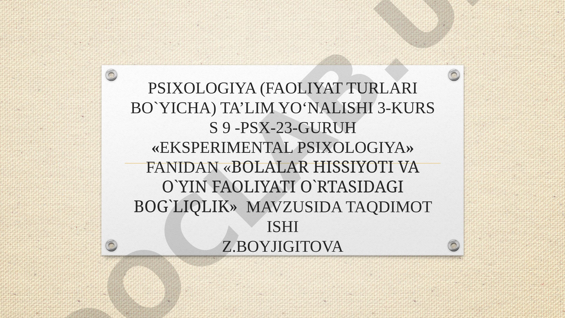 Bolalar hissiyoti va o'yin faoliyati o'rtasidagi bog'liqlik