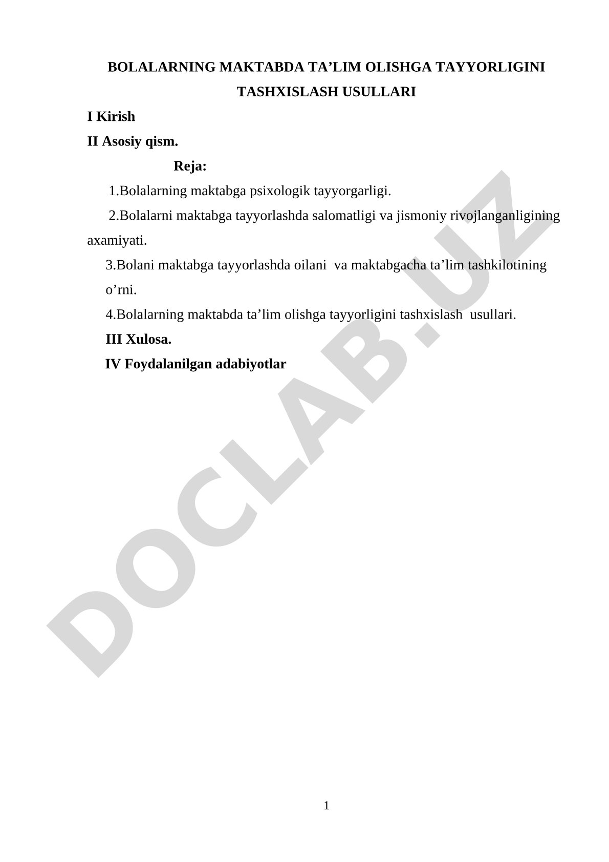Bolalarning maktabda ta’lim olishga tayyorligini tashxislash usullari