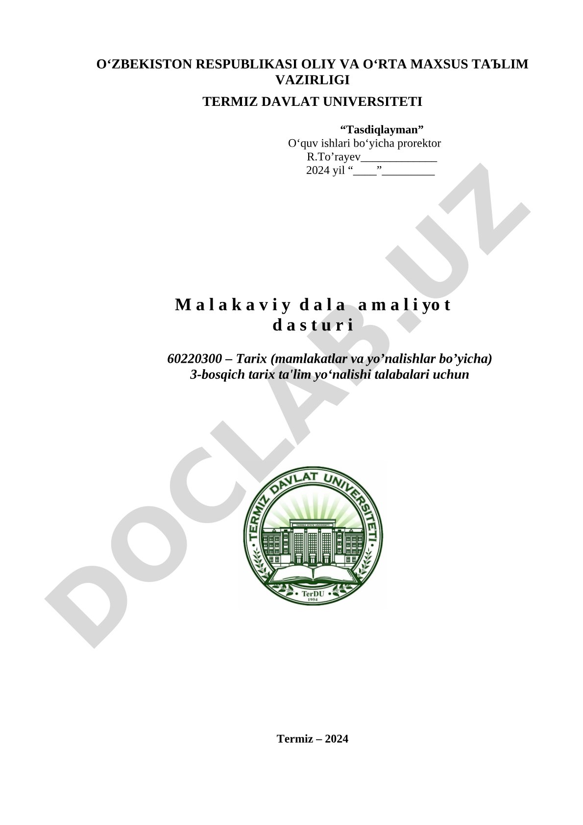 Malakaviy dala amaliyot dasturi