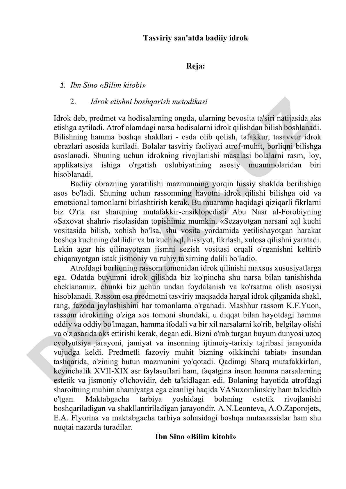 Tasviriy san'atda badiiy idrok