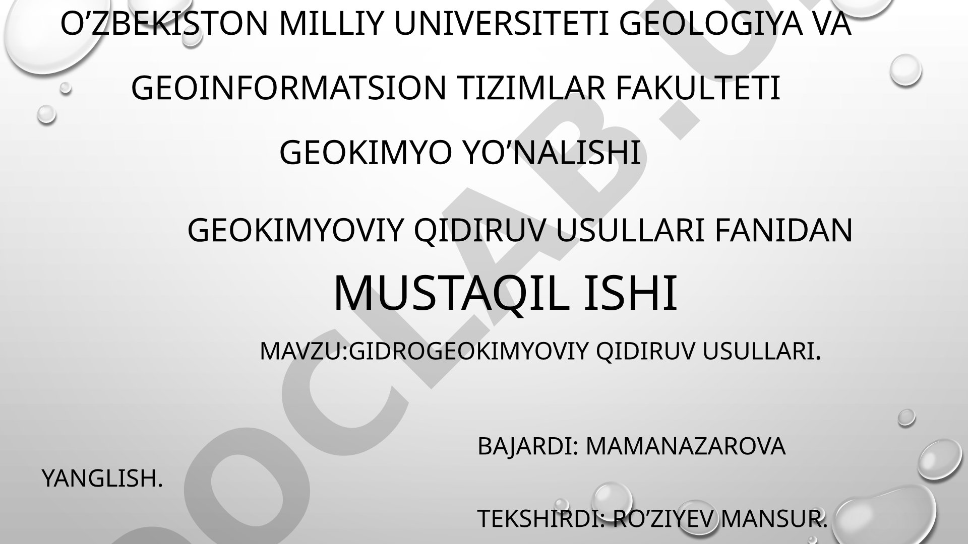 Gidrogeokimyoviy qidiruv usullari