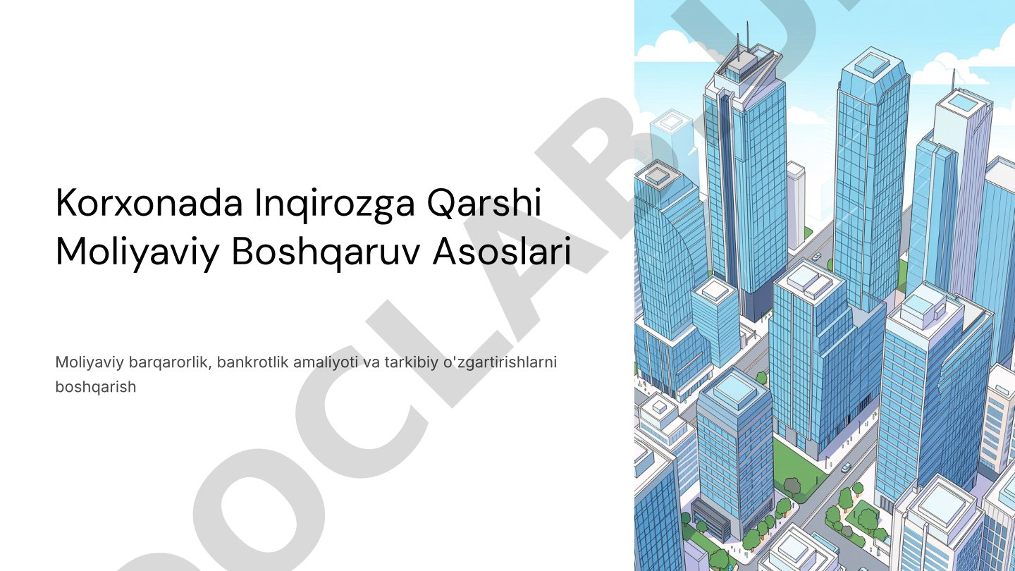 Korxonada Inqirozga Qarshi Moliyaviy Boshqaruv Asoslari