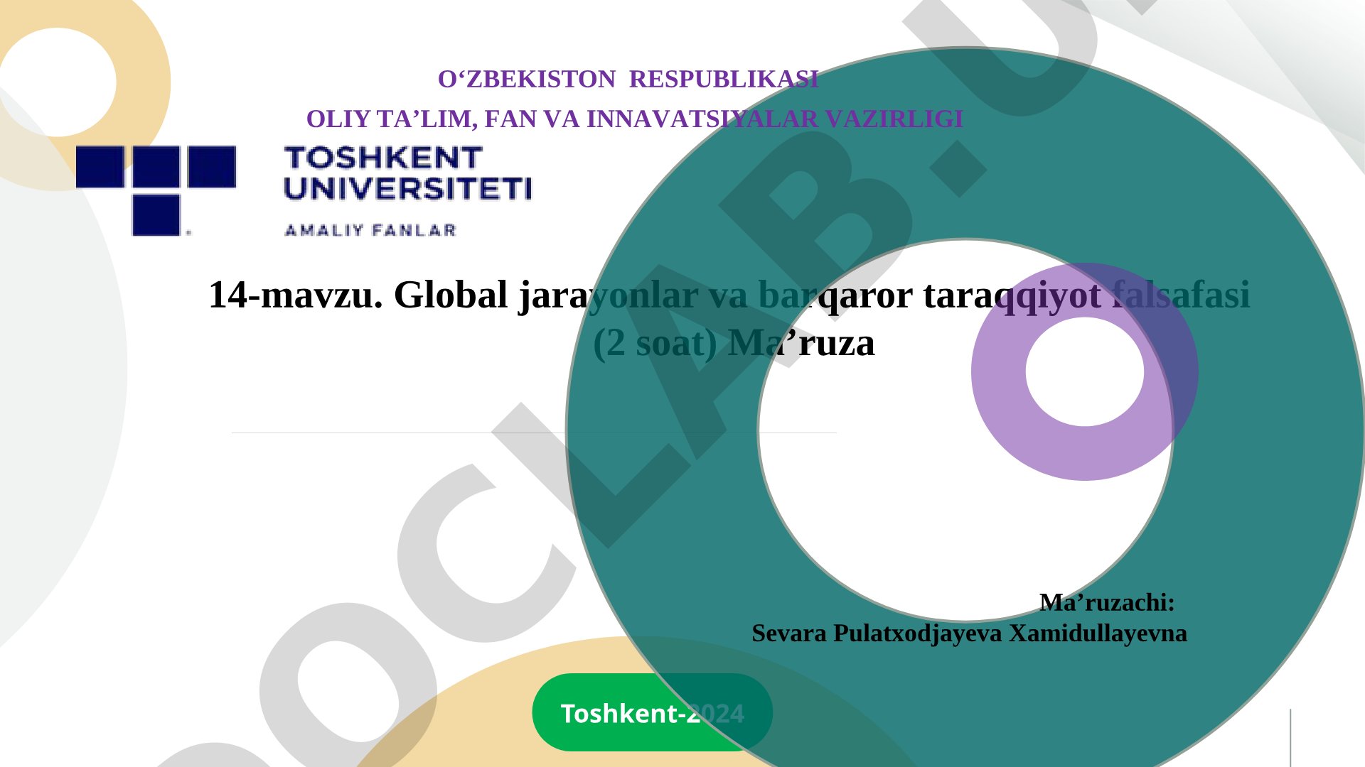 Global jarayonlar va barqaror taraqqiyot falsafasi