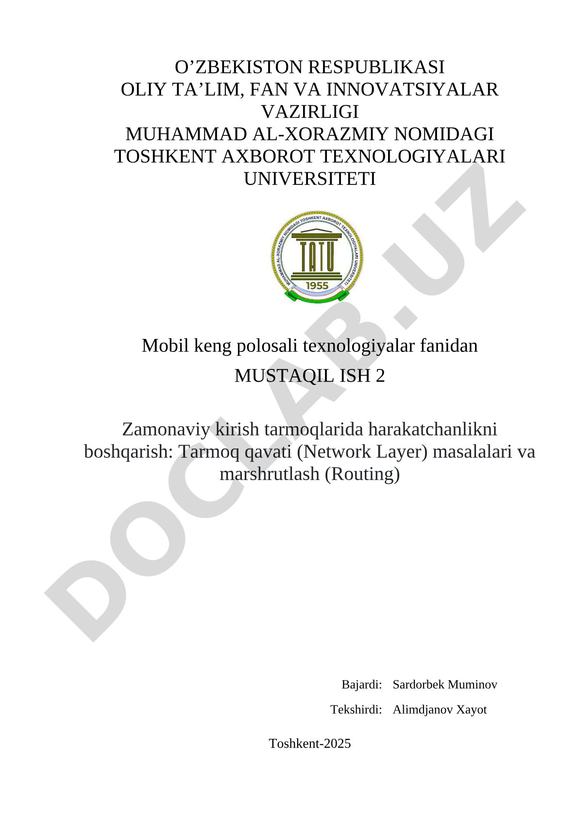 Zamonaviy kirish tarmoqlarida harakatchanlikni boshqarish: Tarmoq qavati masalalari va marshrutlash