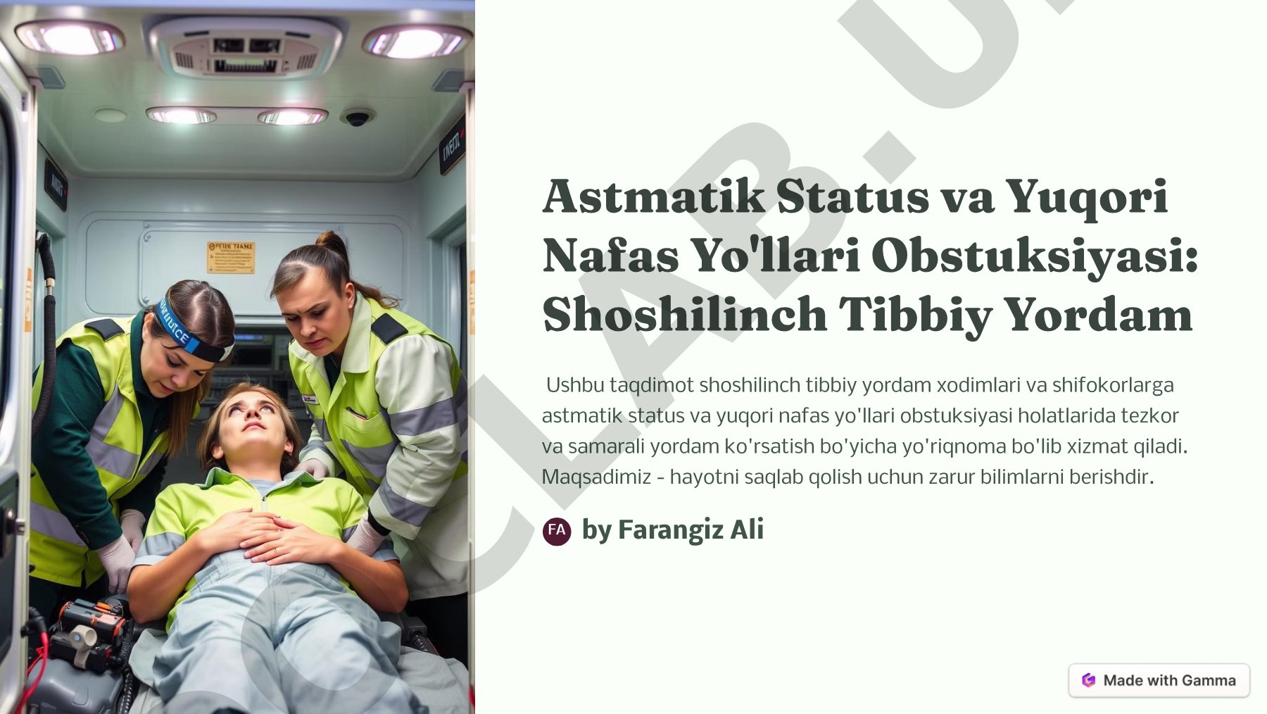 Astmatik Status va Yuqori Nafas Yo'llari Obstruksiyasi