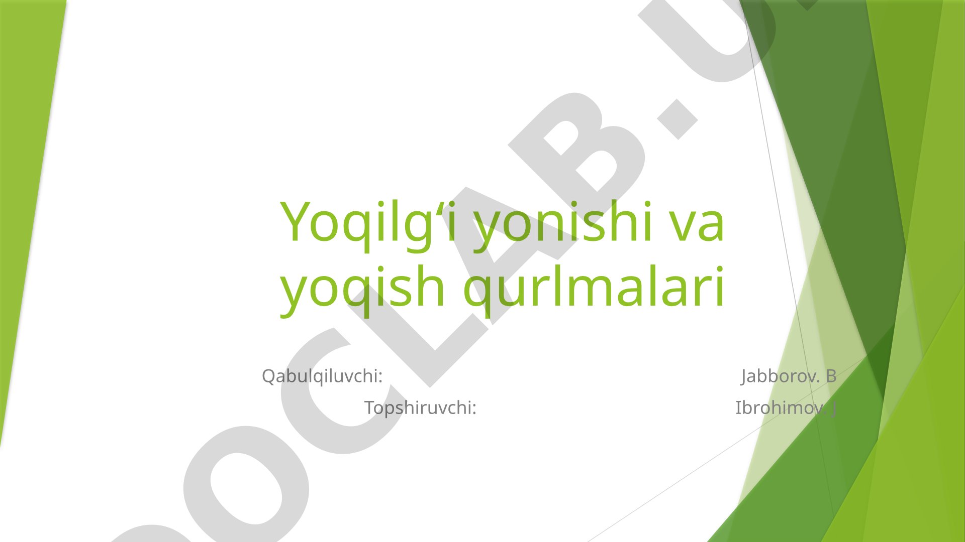 Gazsimon yoqilg‘ining yonishini fizik-kimyoviy asoslari