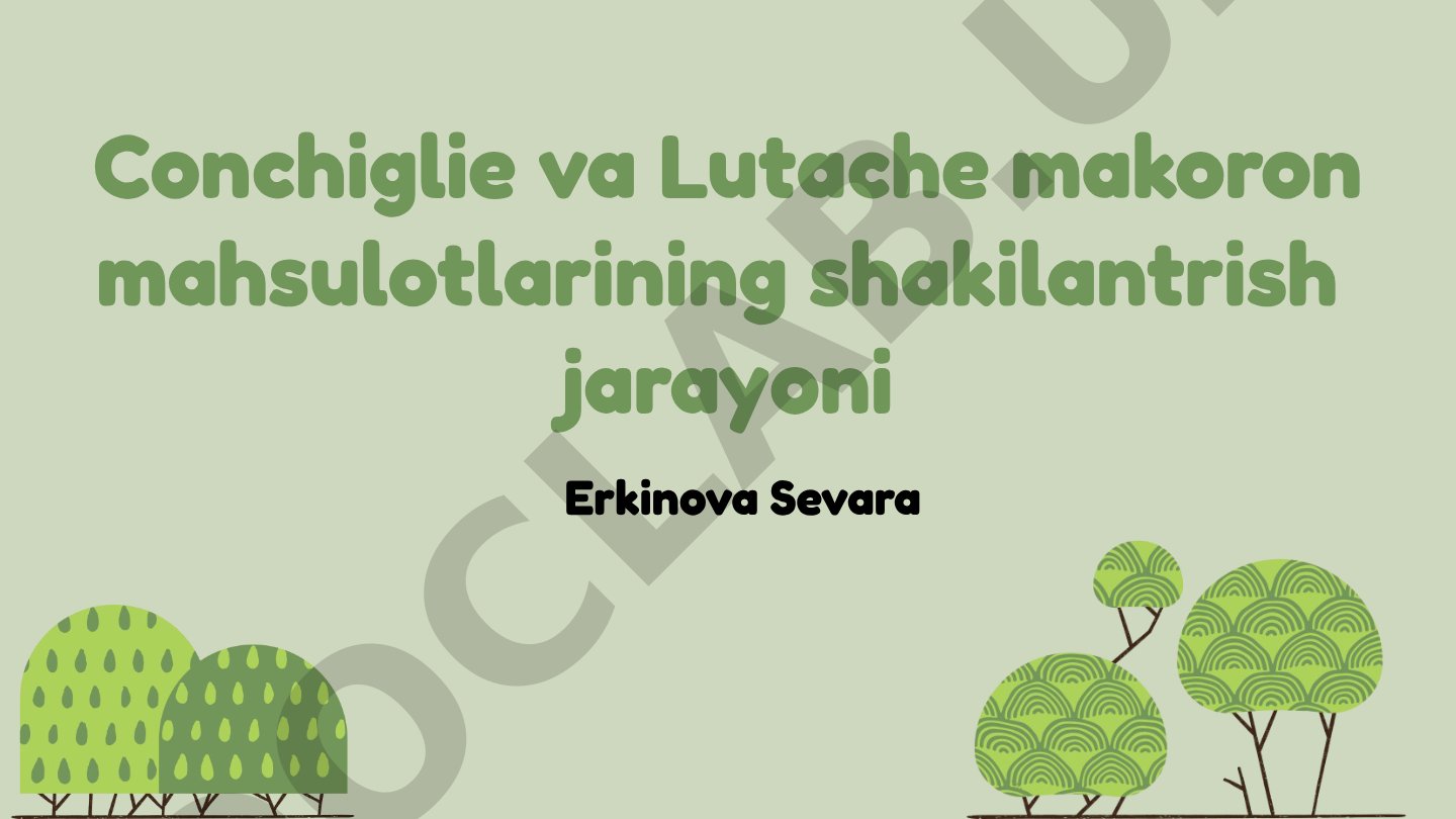 Conchiglie va Lutache makoron mahsulotlarining shakilantrish jarayoni