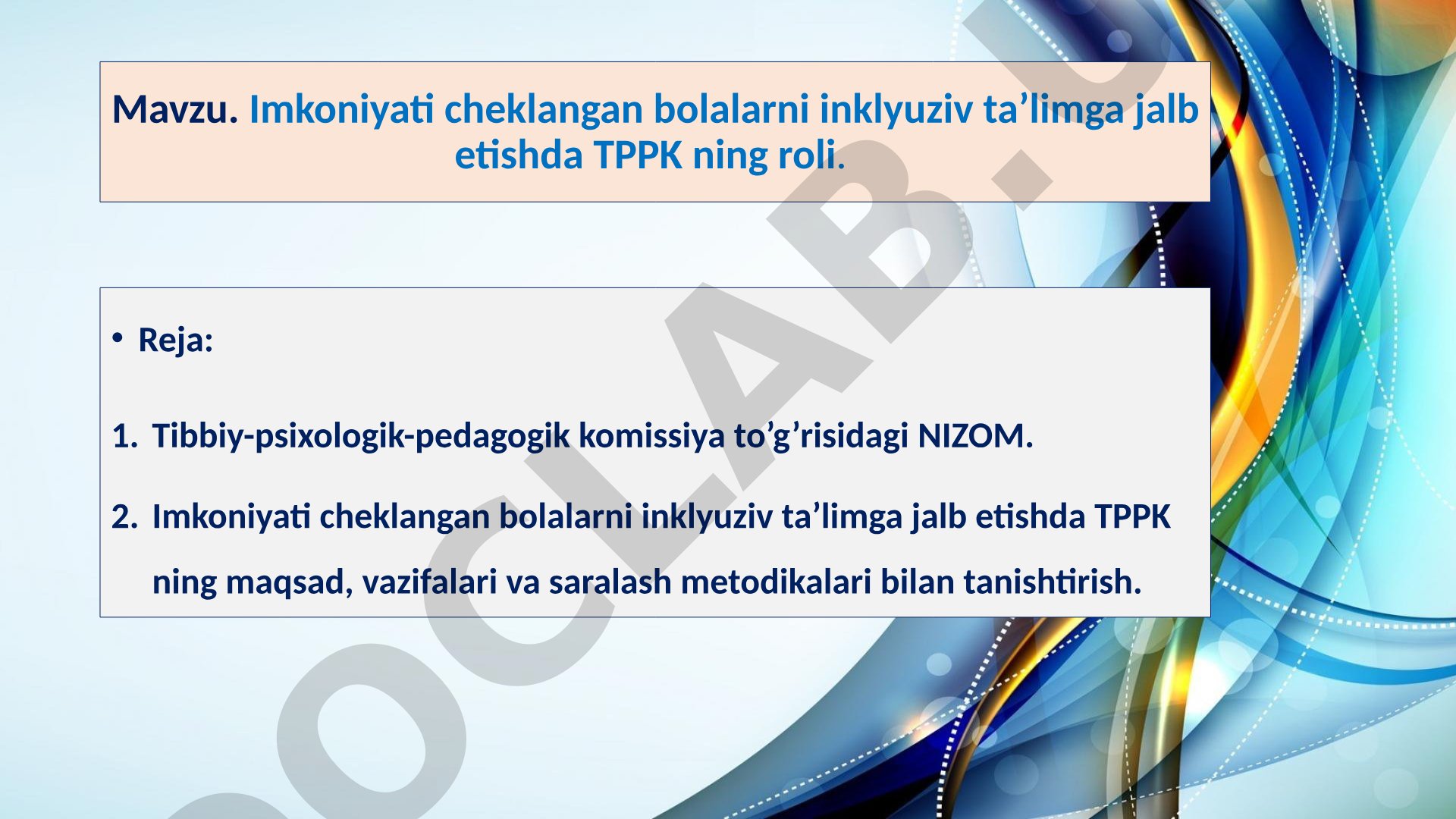 Imkoniyati cheklangan bolalarni inklyuziv ta’limga jalb etishda TPPK ning roli