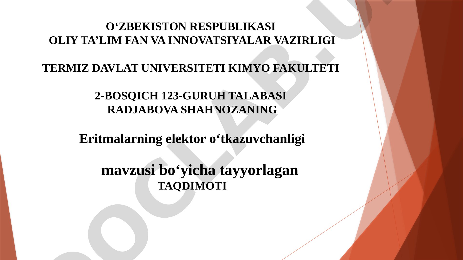 Eritmalarning elektor o‘tkazuvchanligi