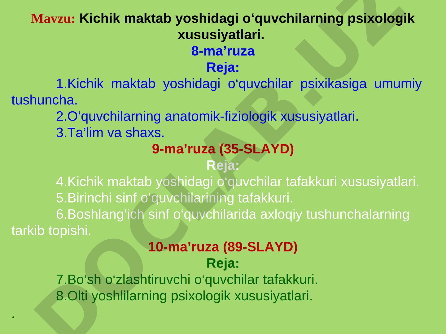 Kichik maktab yoshidagi o‘quvchilarning psixologik xususiyatlari