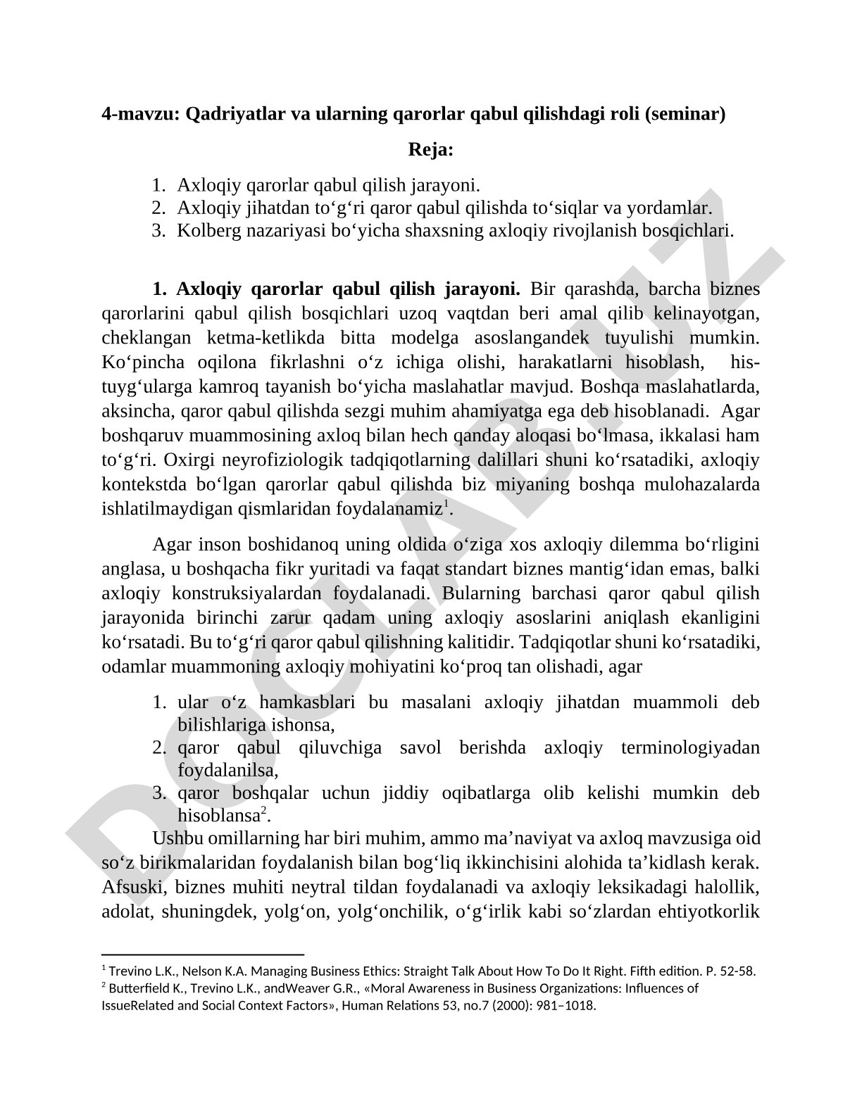 Qadriyatlar va ularning qarorlar qabul qilishdagi roli (seminar)