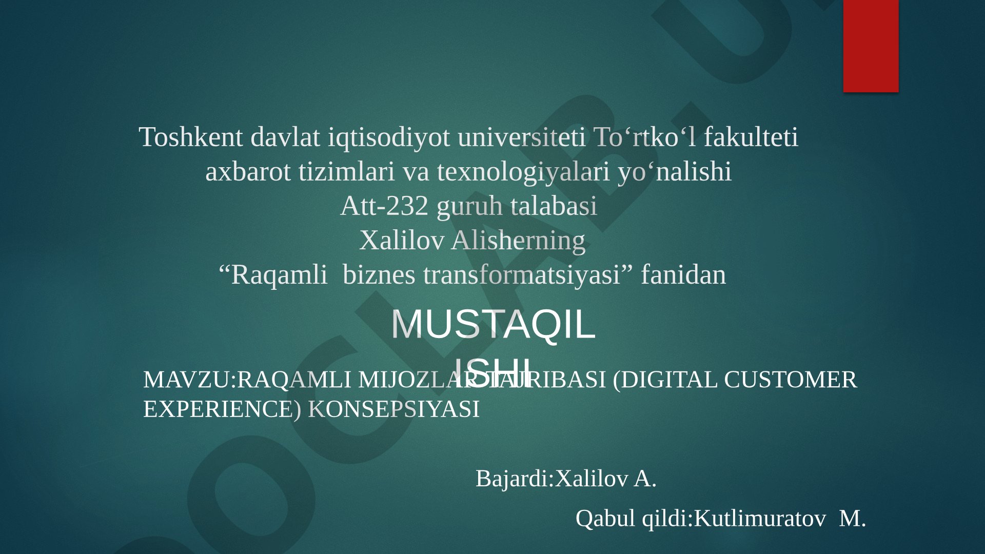 Raqamli mijozlar tajribasi (Digital Customer Experience) konsepsiyasi