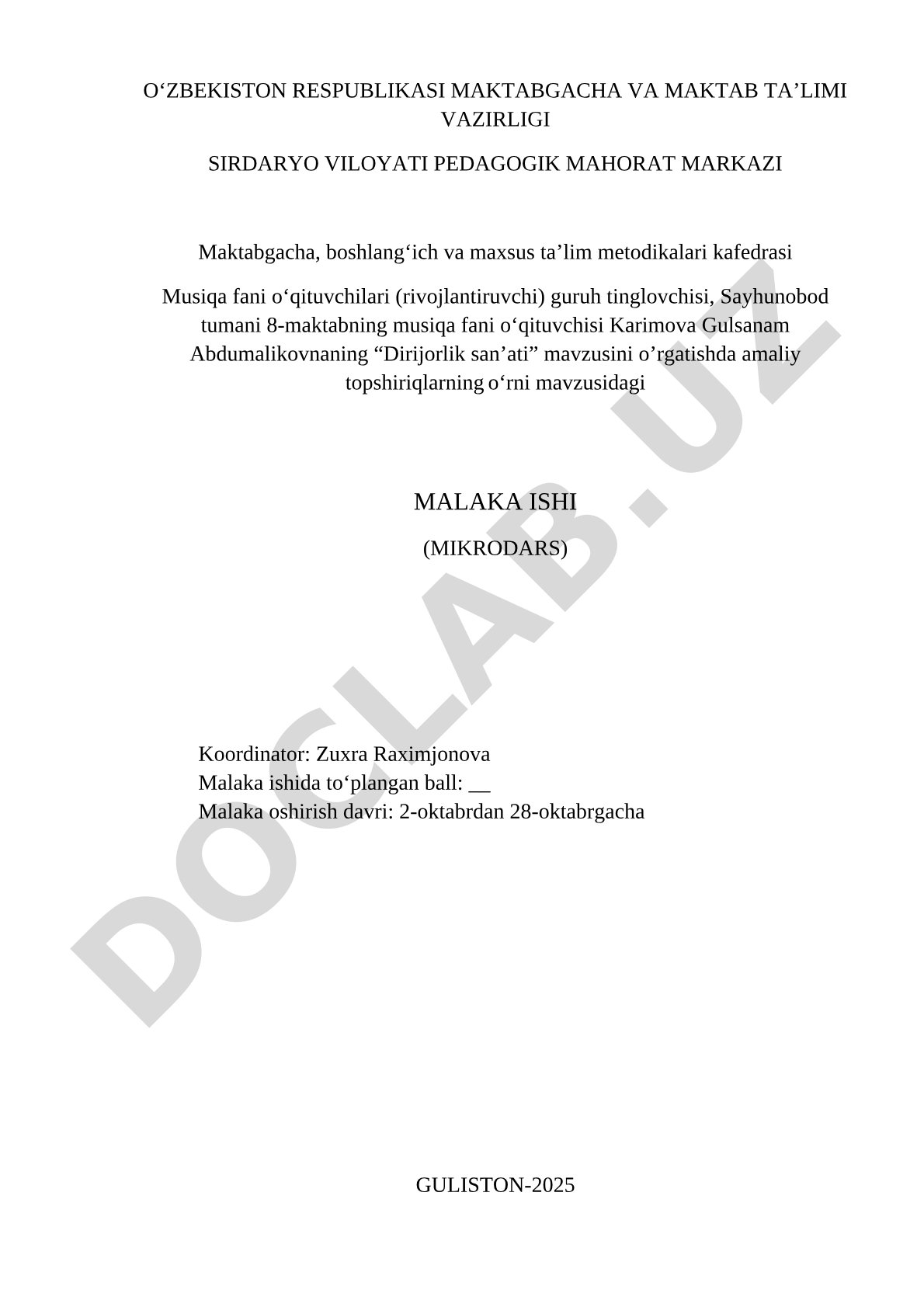 Dirijorlik san’ati mavzusini o‘rgatishda amaliy topshiriqlarning o‘rni