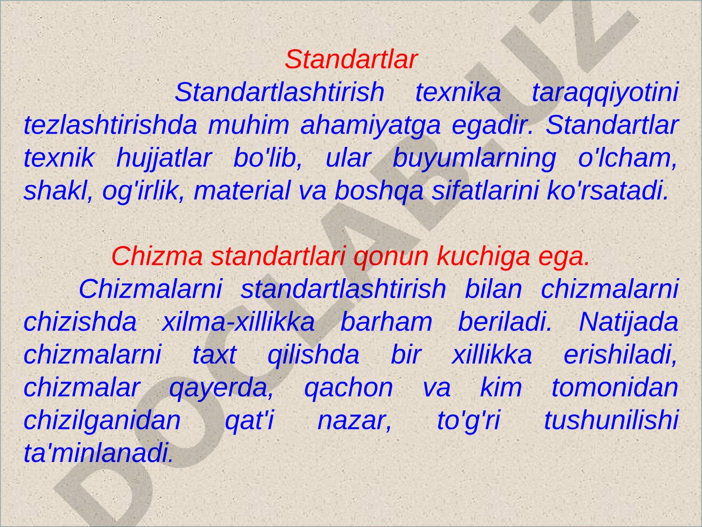Standartlashtirish va chizma standartlari