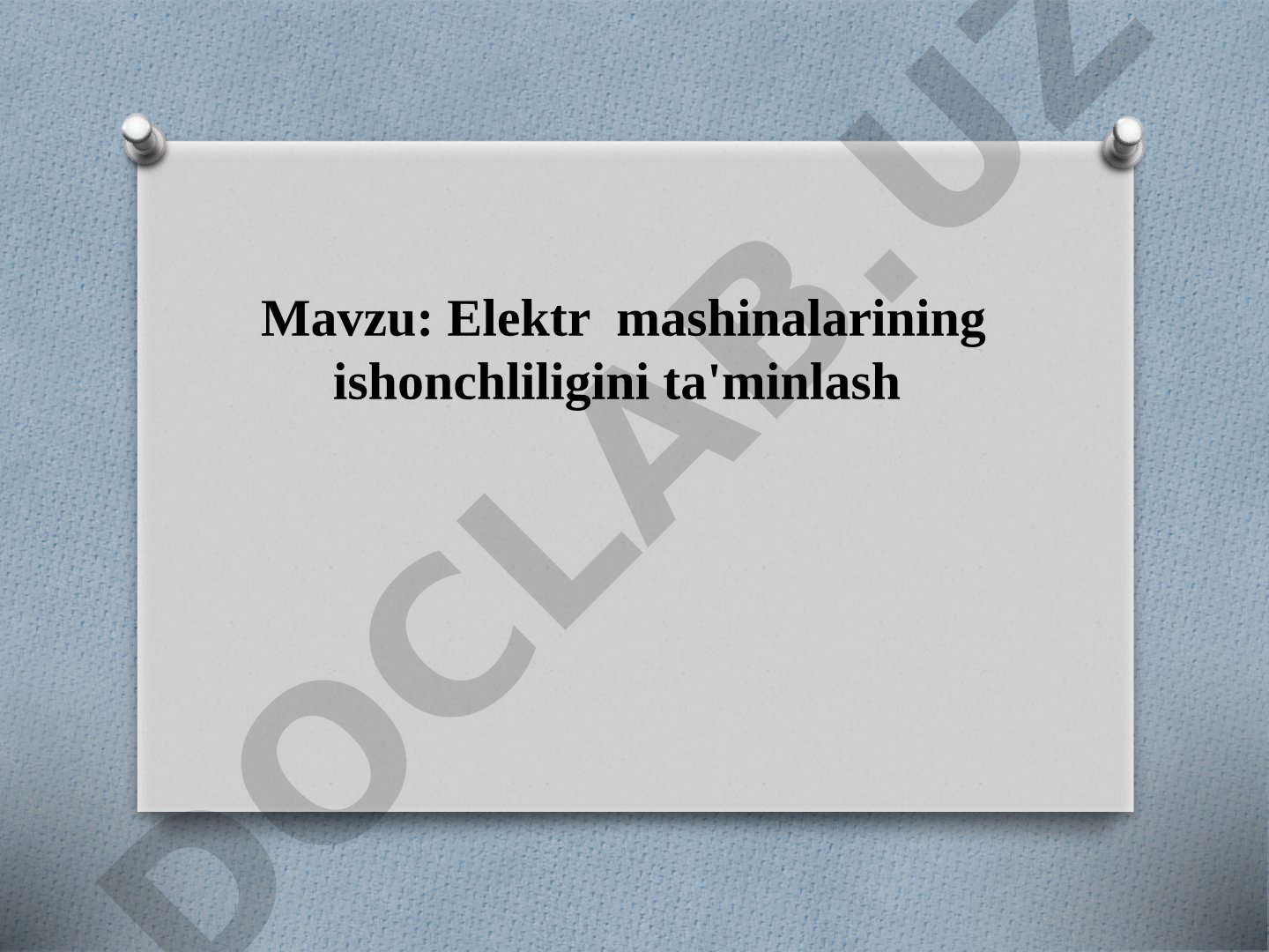 Elektr mashinalarining ishonchliligini ta'minlash