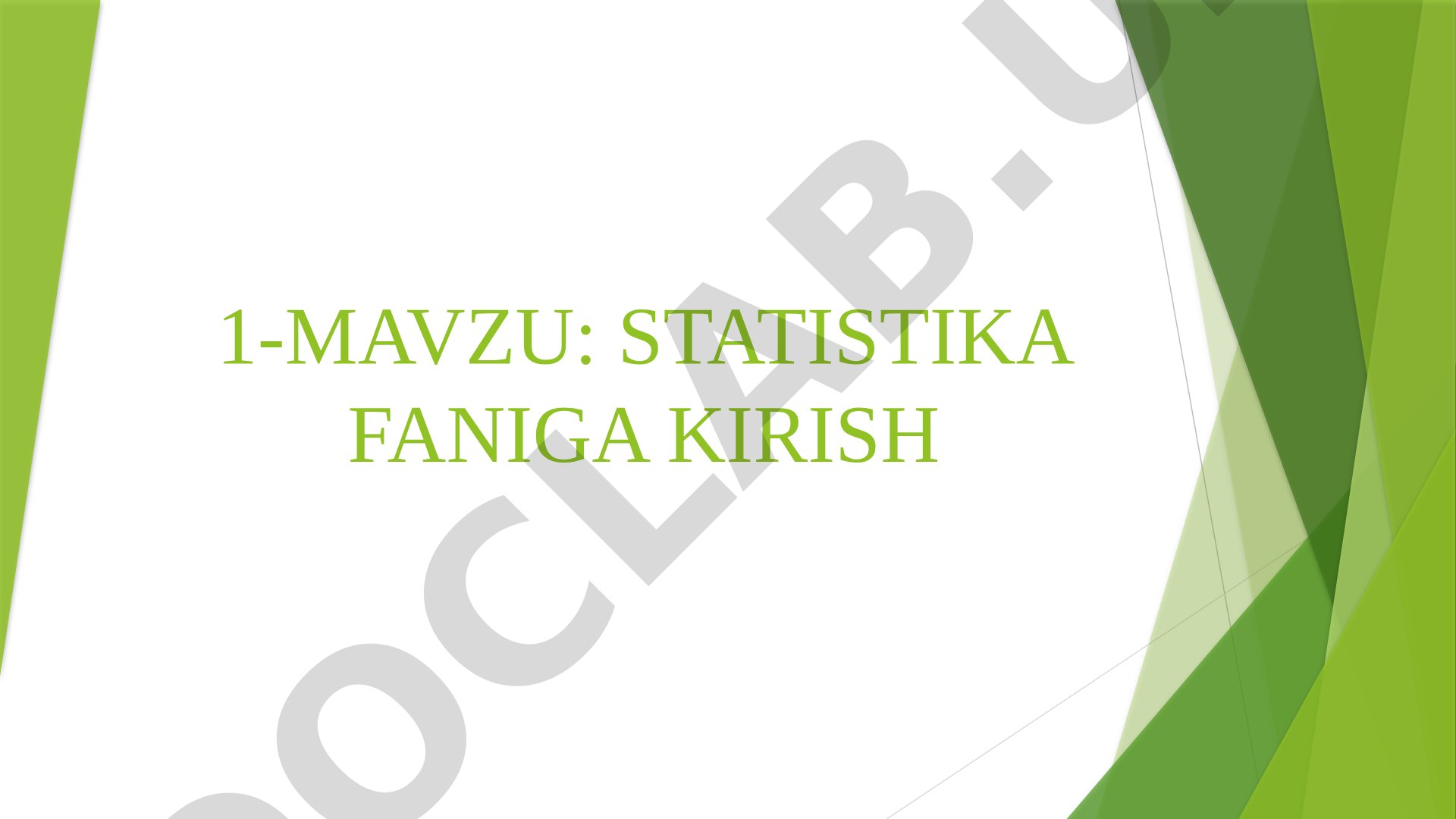 Statistika faniga kirish