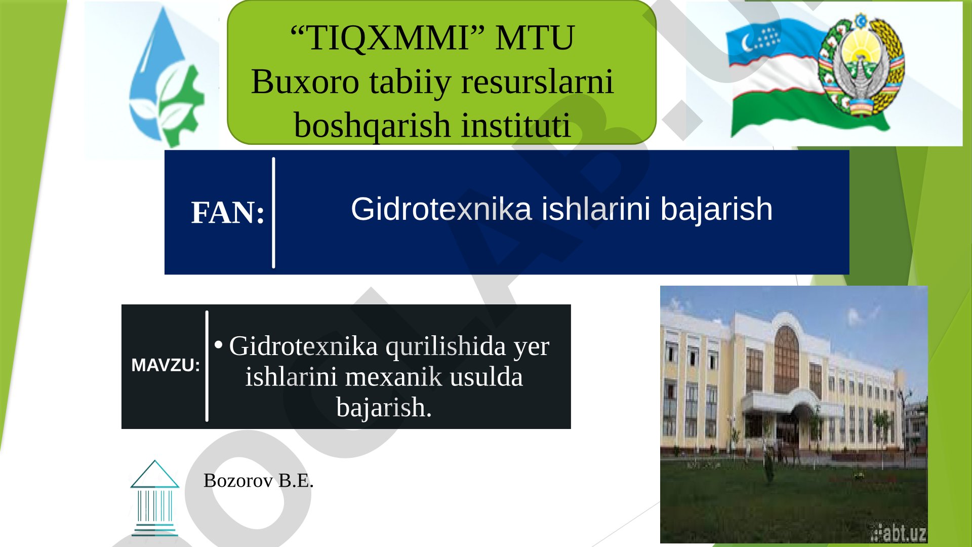 Gidrotexnika ishlarini bajarish