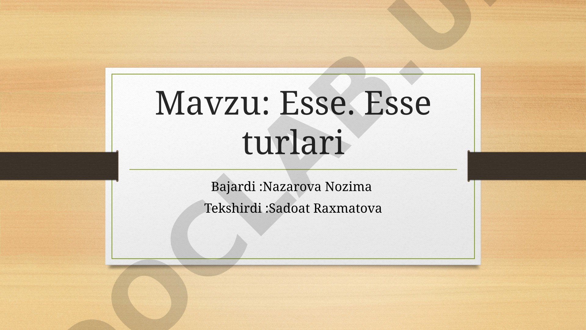 Esse turlari va ularni yozish uslublari haqida taqdimot