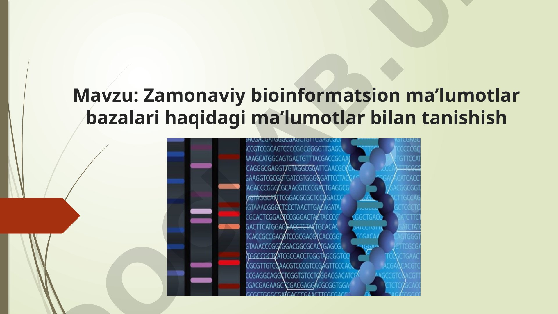 Zamonaviy bioinformatsion ma’lumotlar bazalari haqidagi ma’lumotlar bilan tanishish