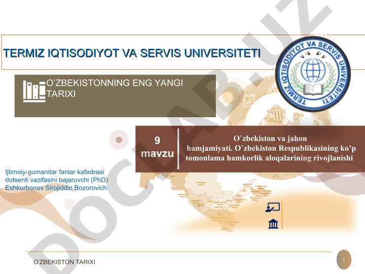 O'zbekistonning ko'p tomonlama hamkorlik aloqalarining rivojlanishi