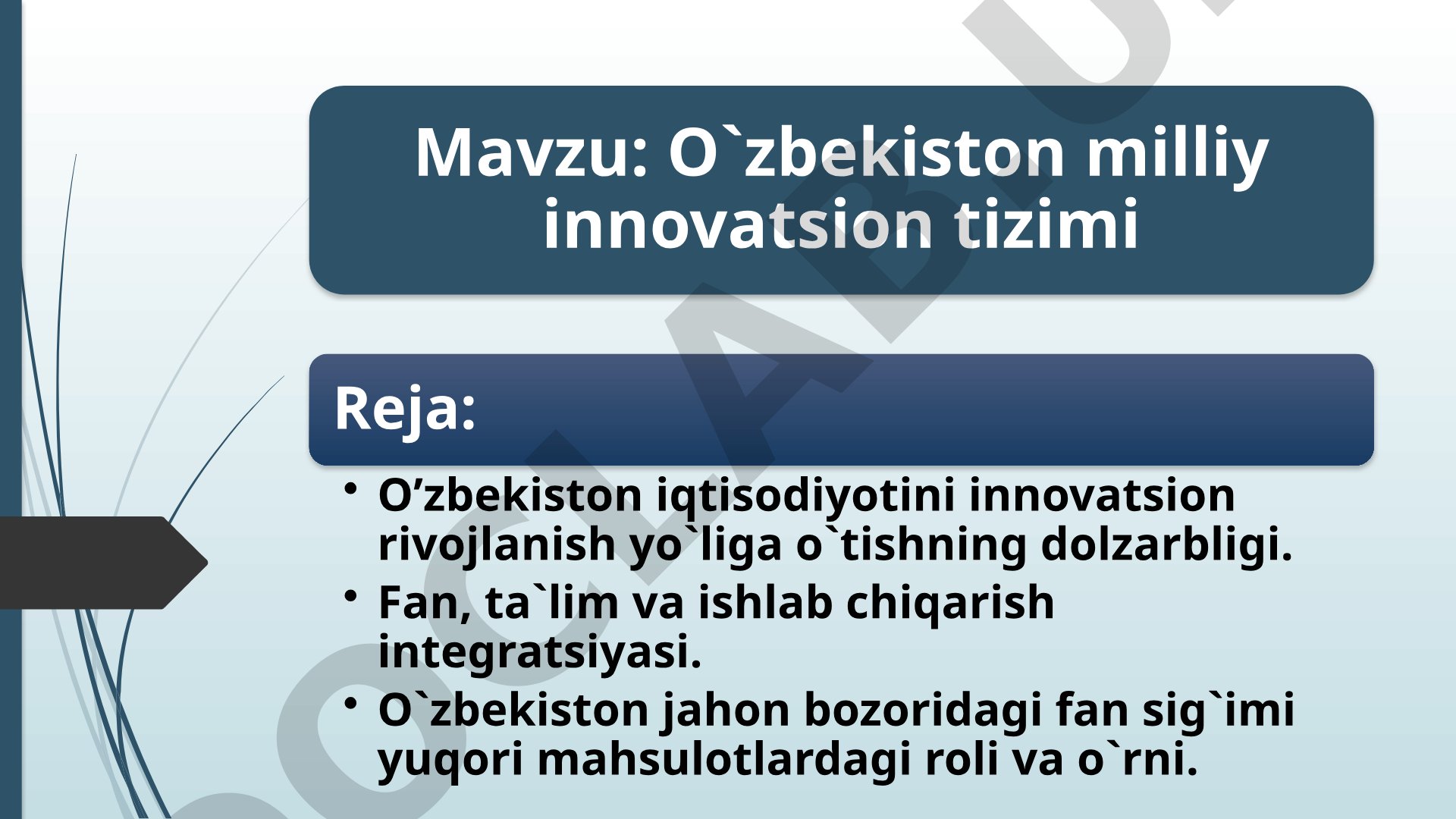 O'zbekiston milliy innovatsion tizimi