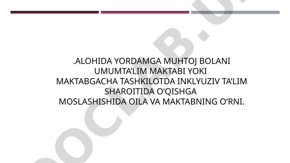Alohida yordamga muhtoj bolalarda inklyuziv ta'limda oila va maktabning o'rni