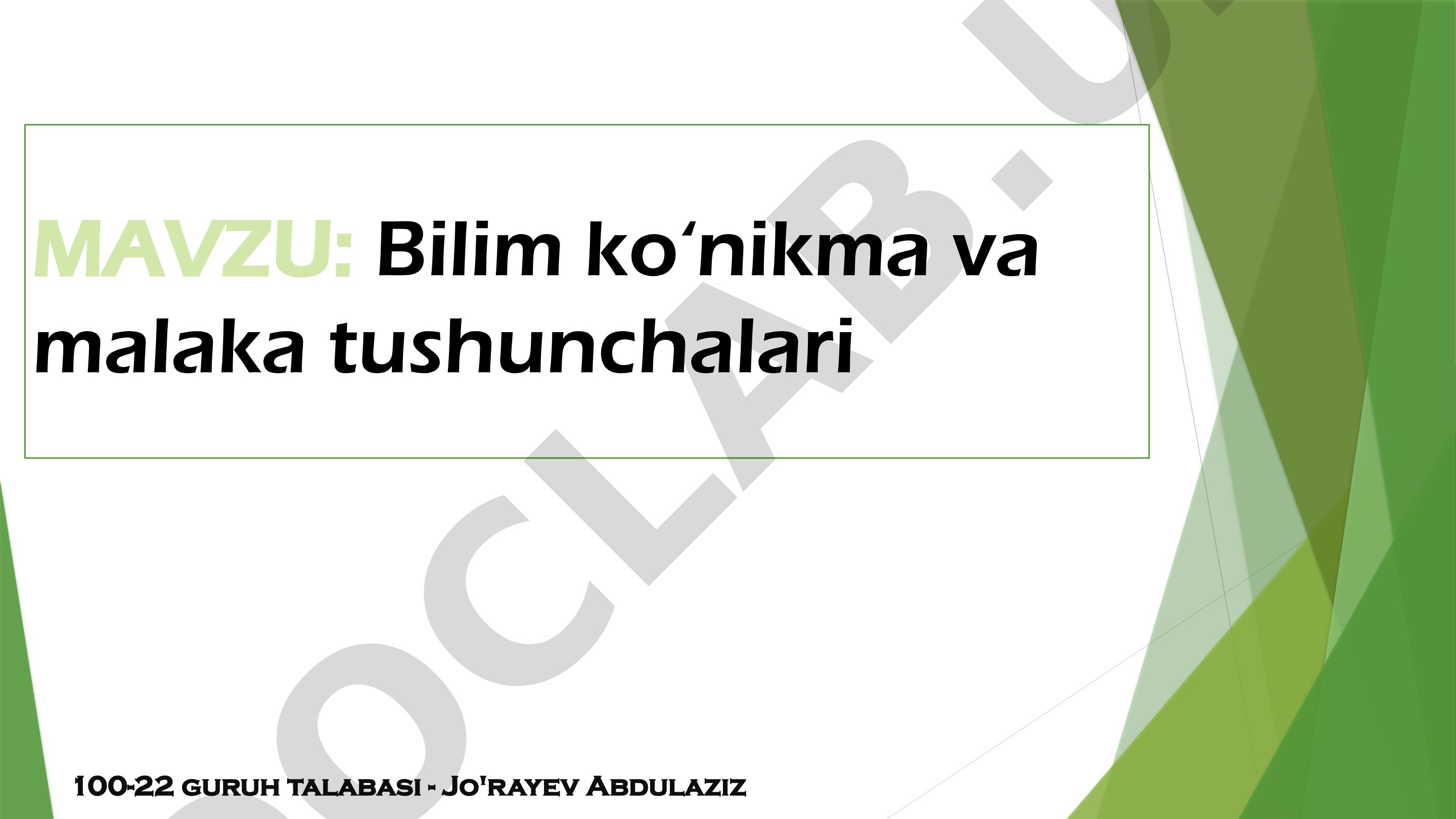 Bilim ko‘nikma va malaka tushunchalari