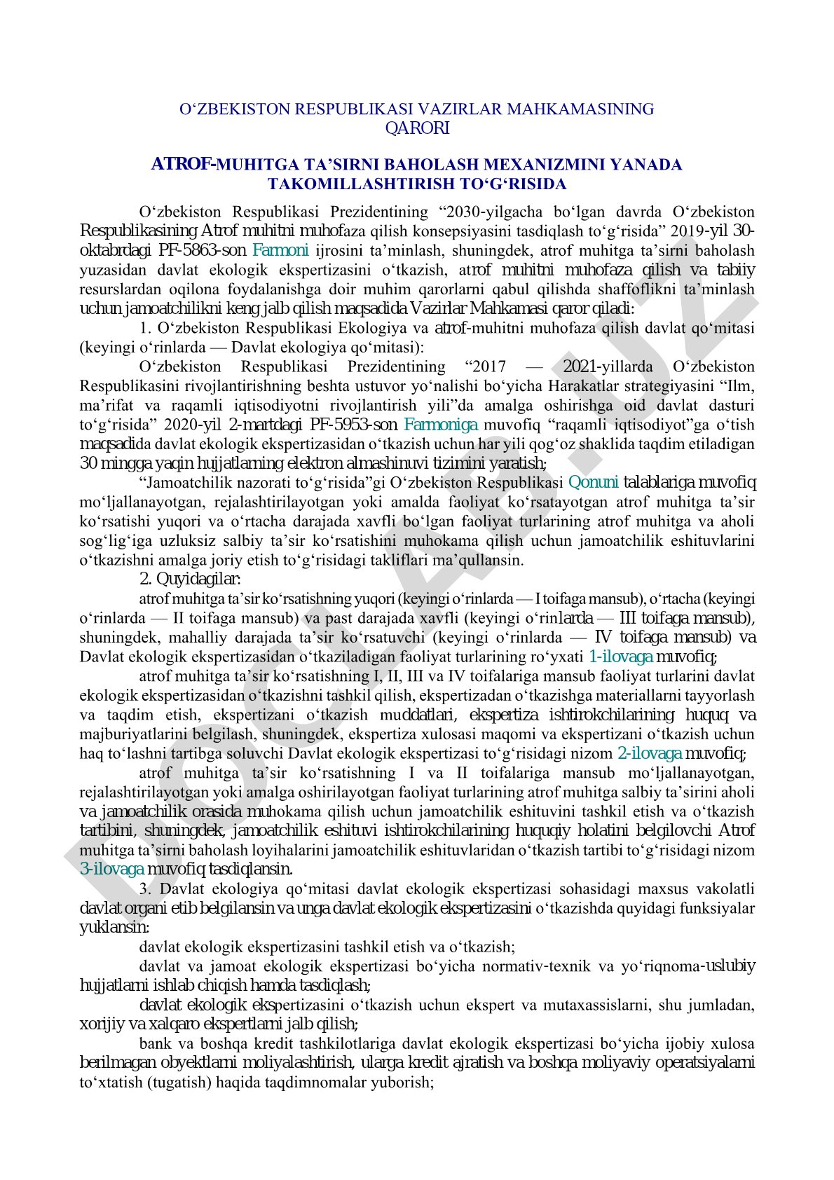 ATROF-MUHITGA TA’SIRNI BAHOLASH MEXANIZMINI YANADA TAKOMILLASHTIRISH TO‘G‘RISIDA