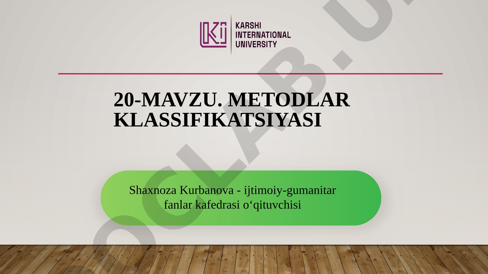 Metodlar klassifikatsiyasi
