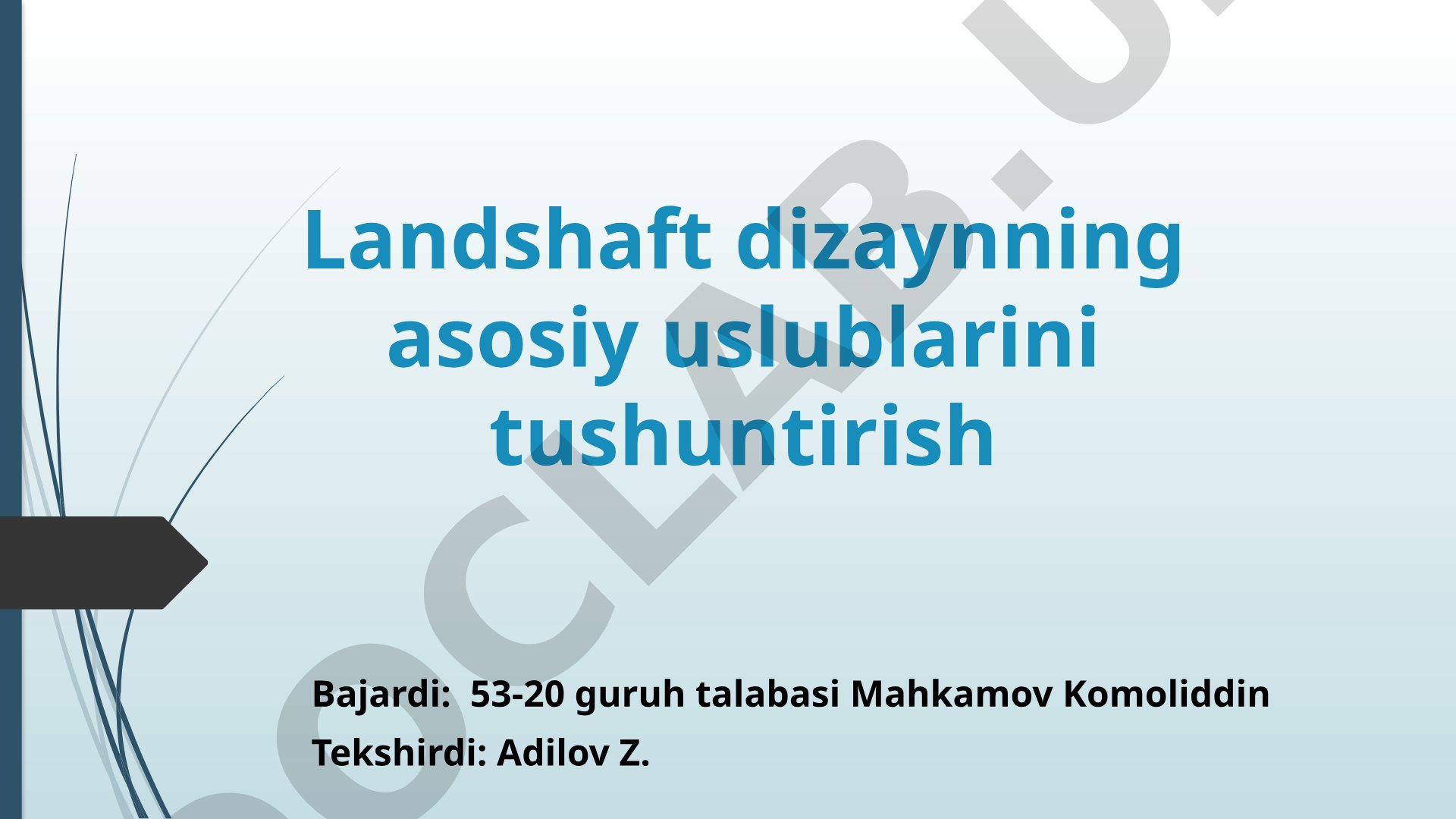 Landshaft dizaynning asosiy uslublarini tushuntirish