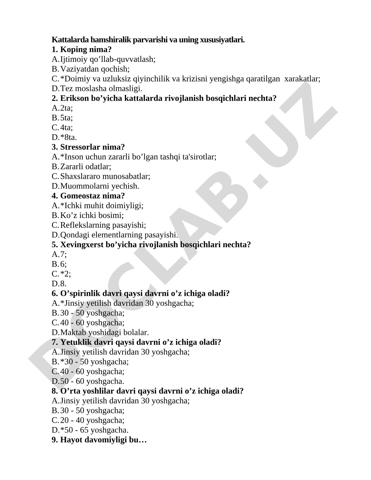 Kattalarda hamshiralik parvarishi va uning xususiyatlari