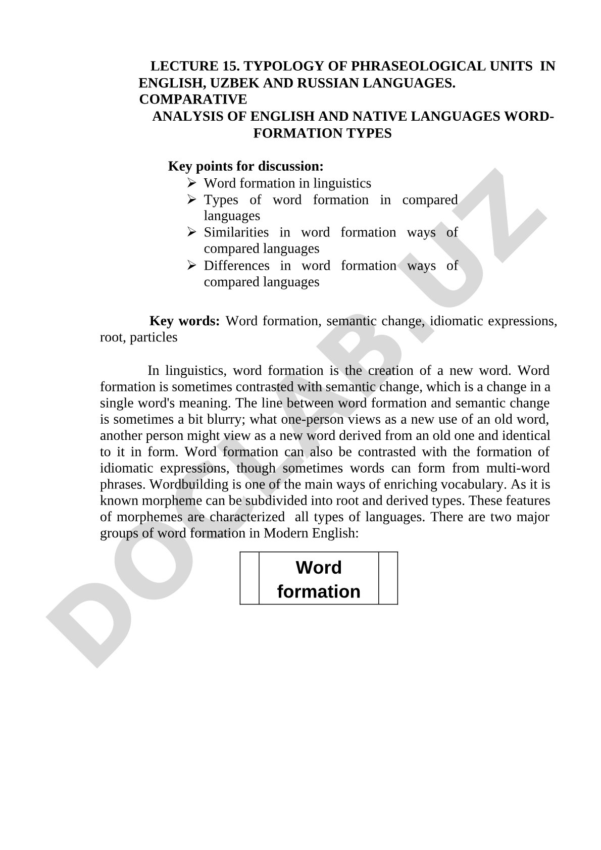 Typology of phraseological units in English, Uzbek and Russian languages
