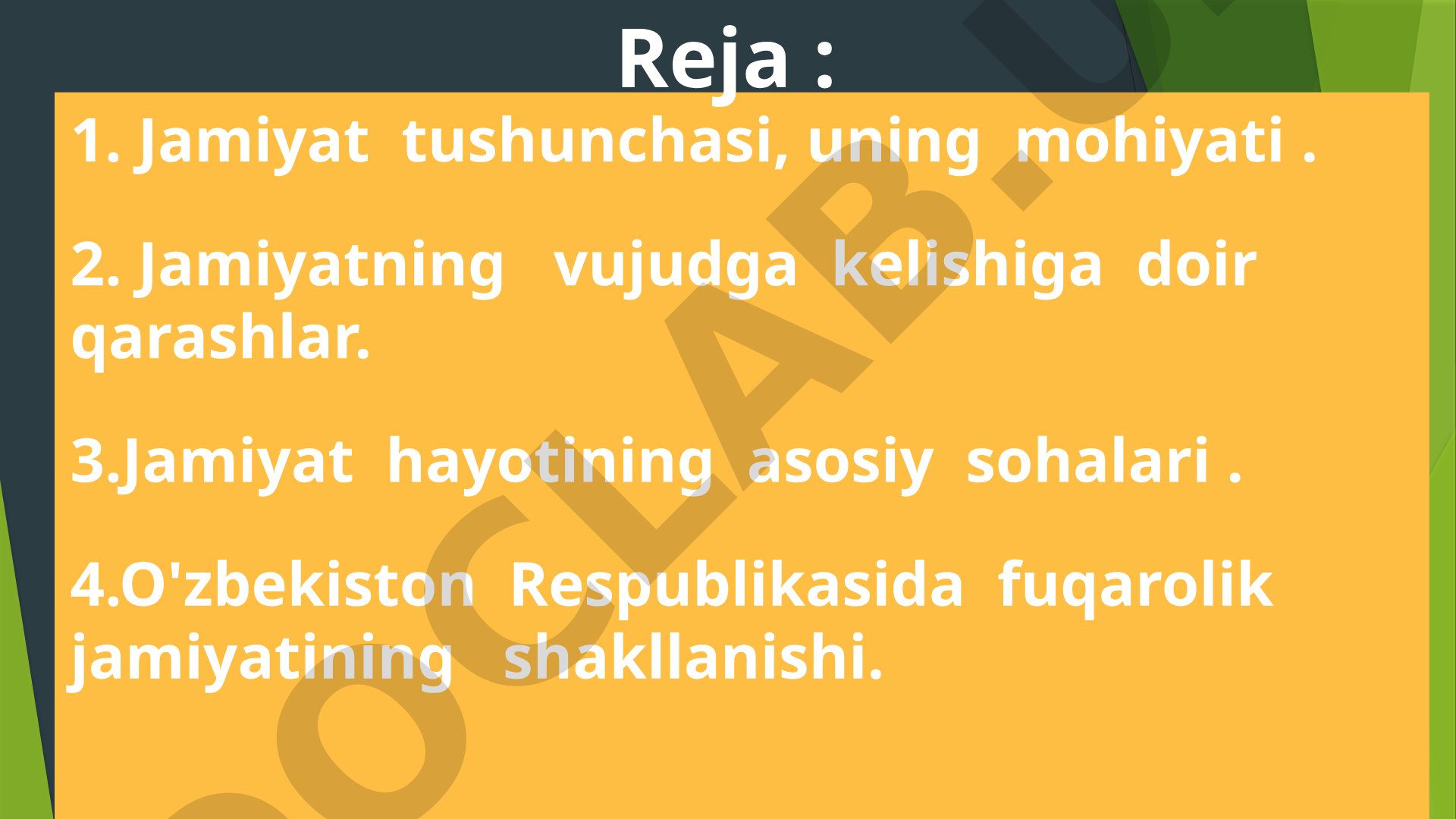 Jamiyat tushunchasi va O'zbekistonda fuqarolik jamiyati shakllanishi