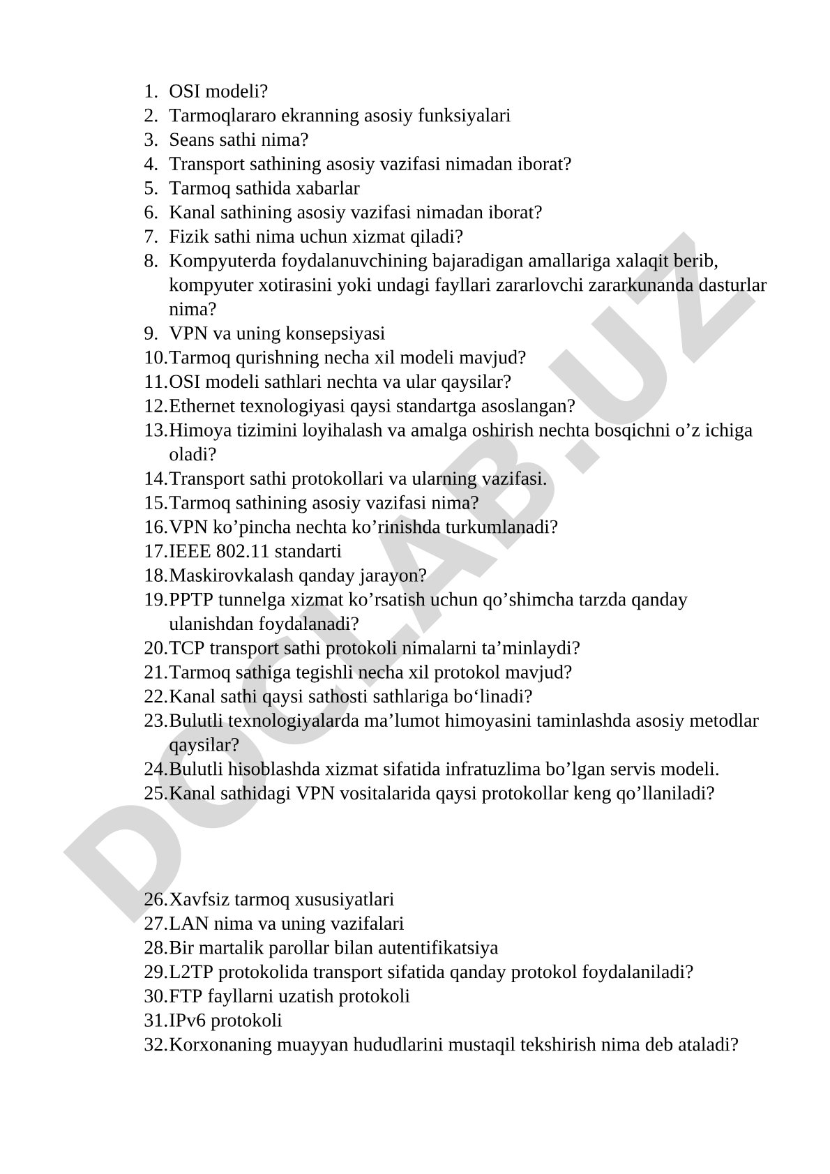 Kompyuter tarmoqlari, OSI modeli va VPN himoyasi