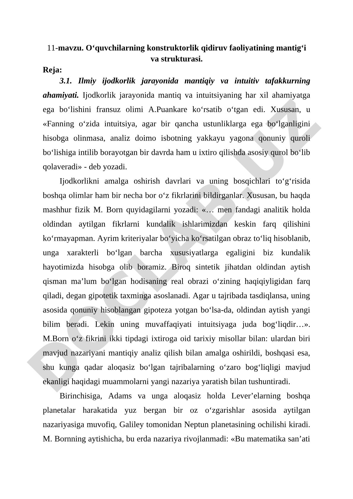 O‘quvchilarning konstruktorlik qidiruv faoliyatining mantig‘i va strukturasi