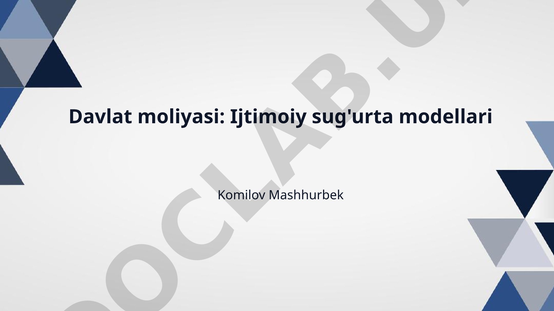 Davlat moliyasi: Ijtimoiy sug'urta modellari
