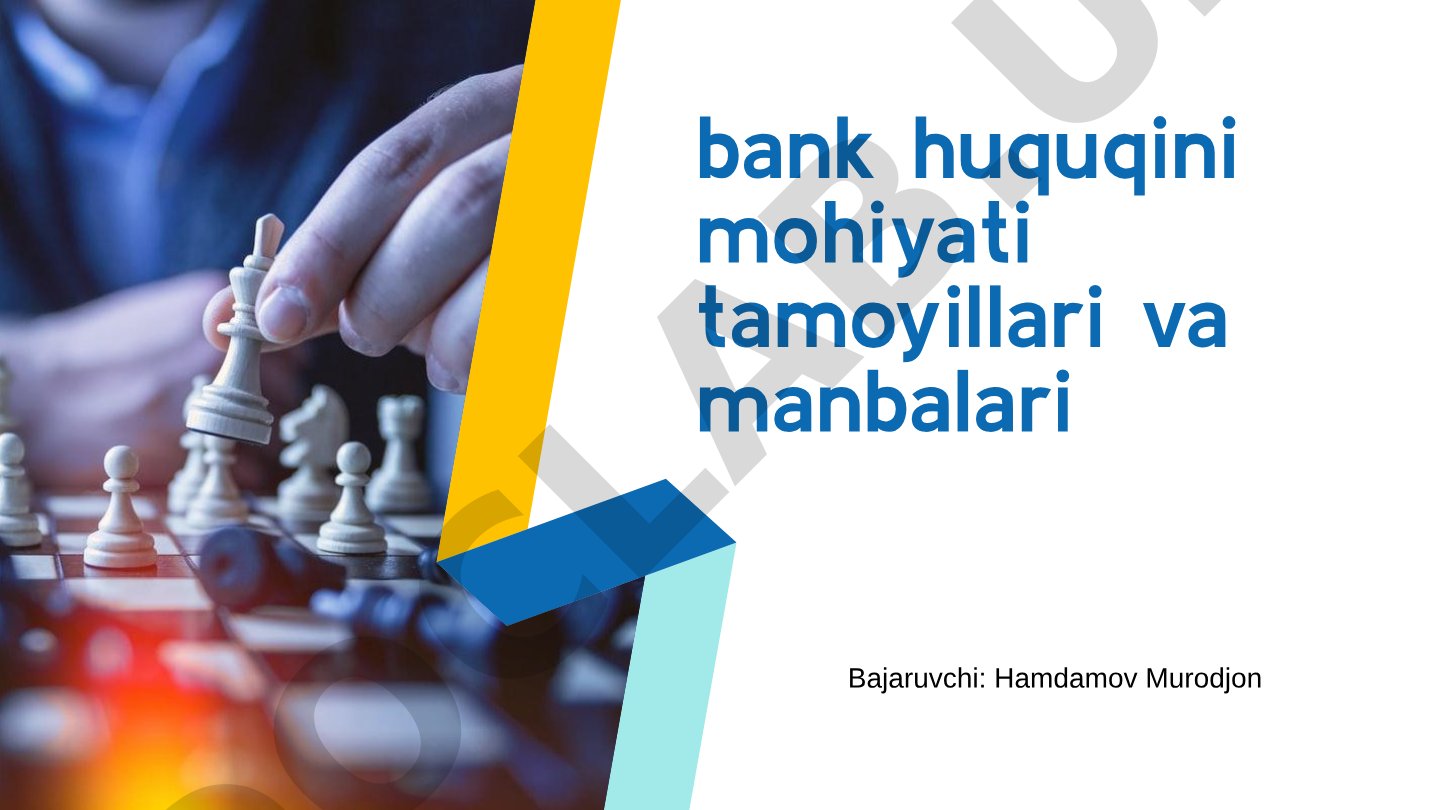 Bank huquqini mohiyati tamoyillari va manbalari