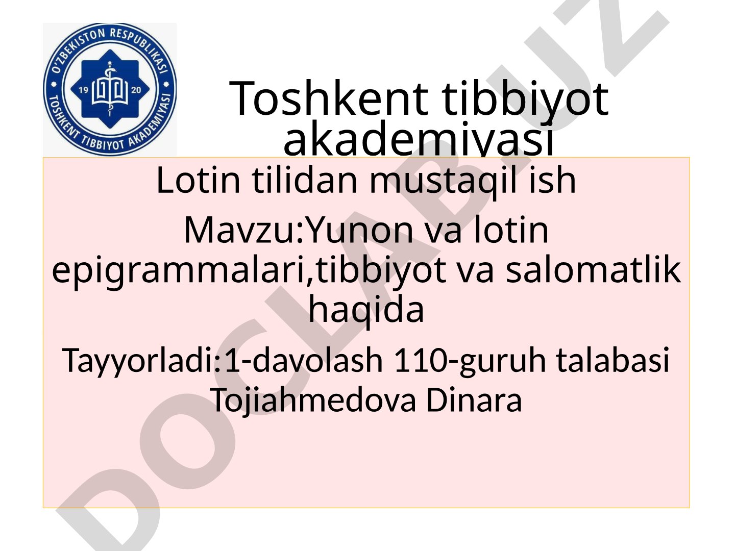 Yunon va lotin epigrammalari, tibbiyot va salomatlik haqida