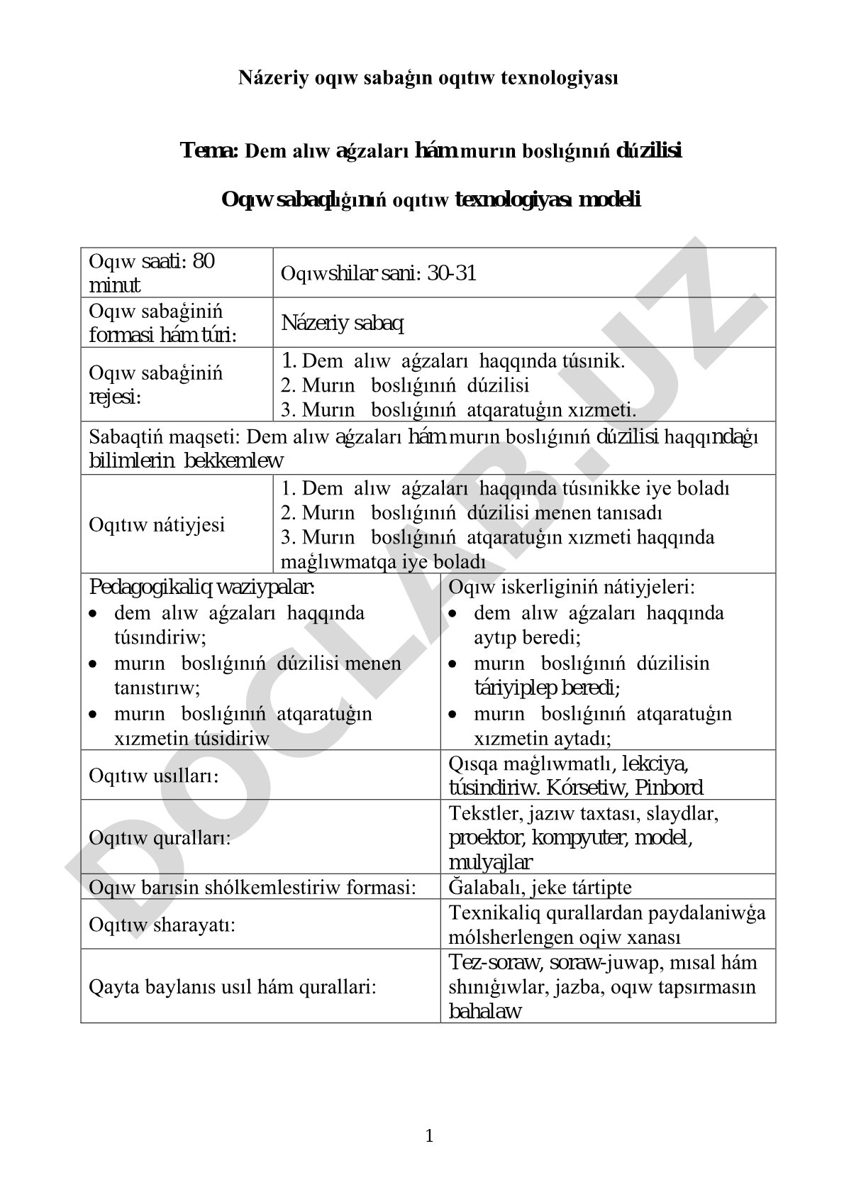 Dem alıw aǵzaları hám murın boslıǵınıń dúzilisi