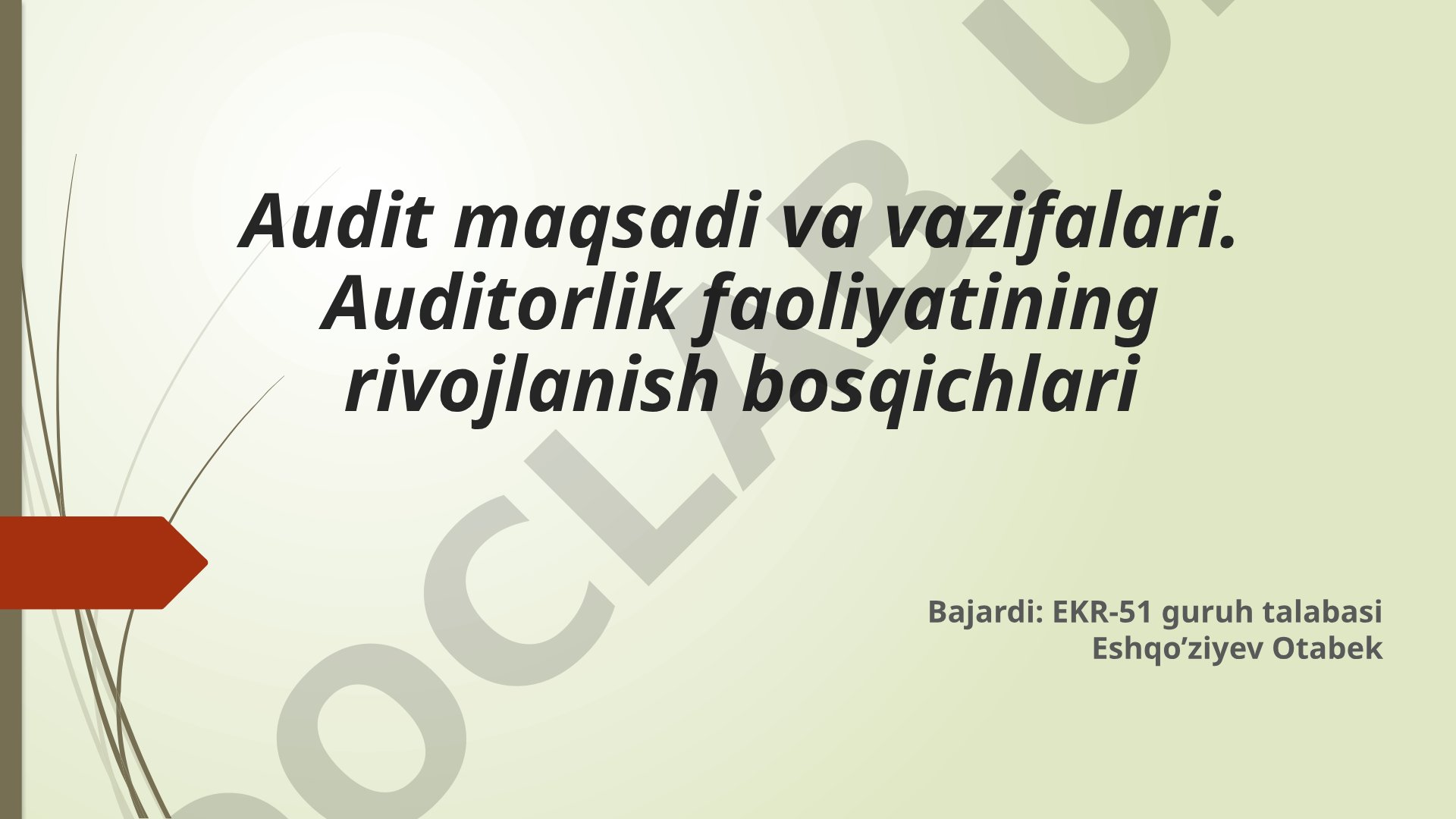 Audit maqsadi va vazifalari