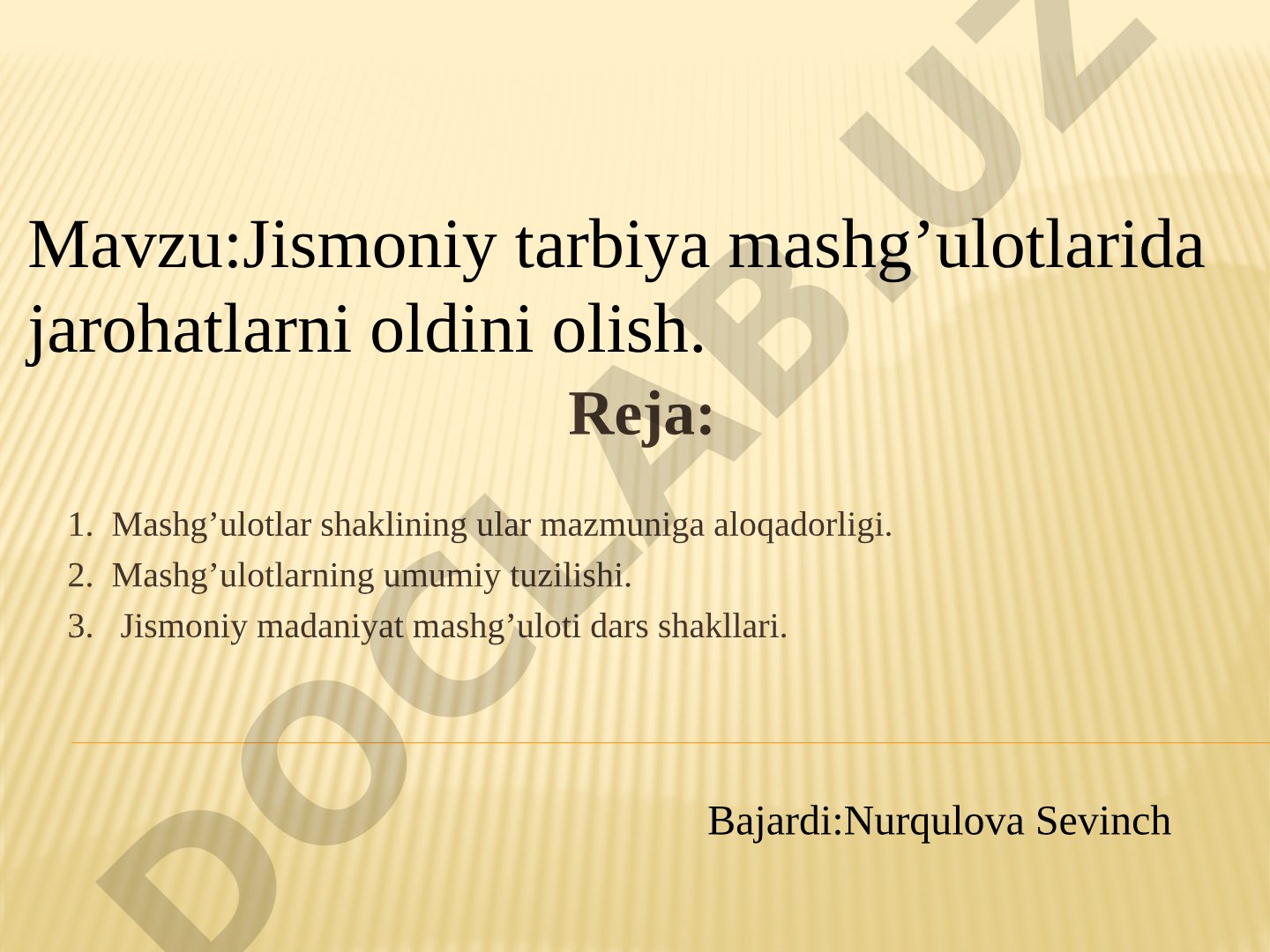 Jismoniy tarbiya mashg'ulotlarida jarohatlarni oldini olish
