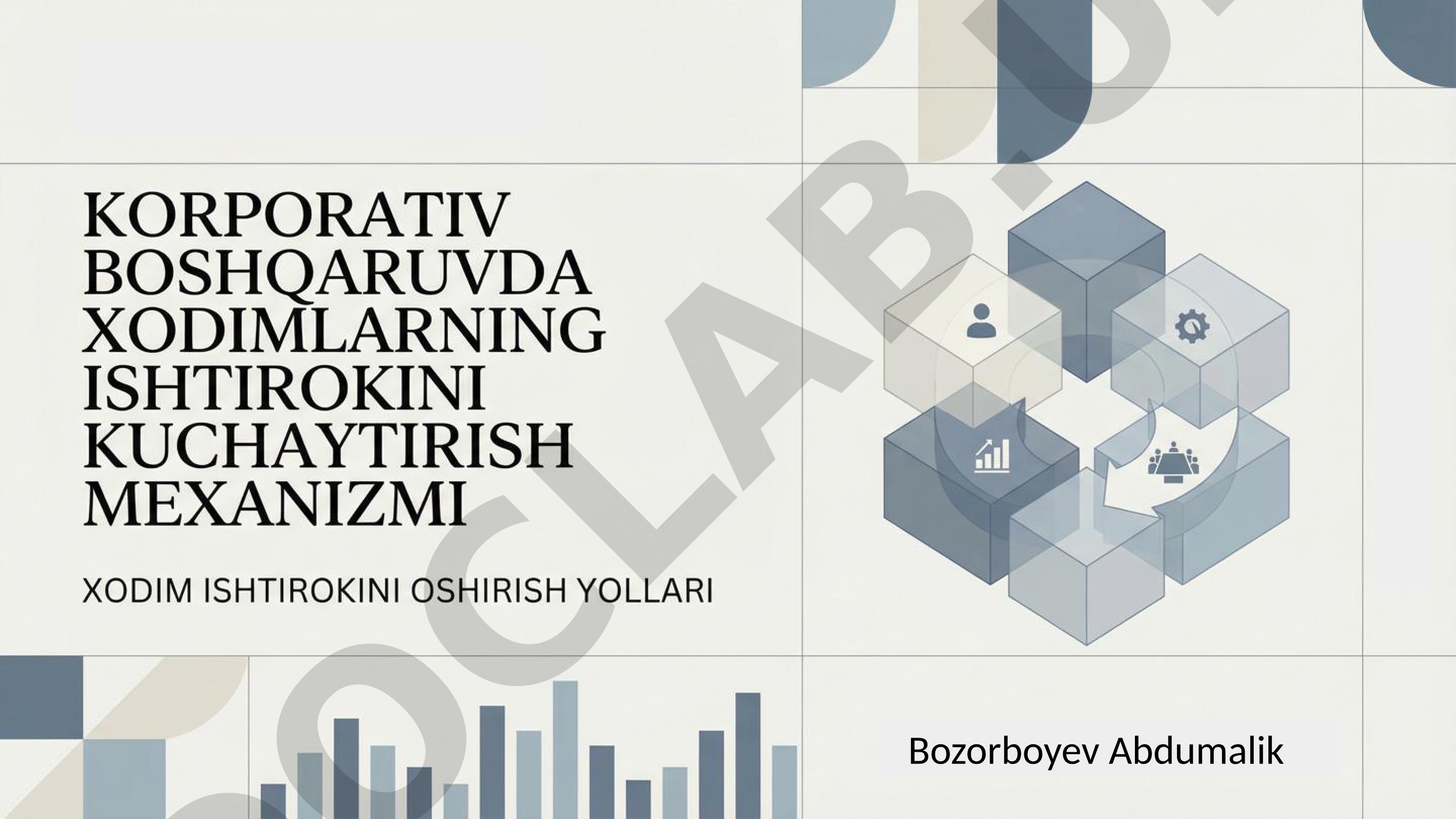 Bozorboyev Abdumalik E’tiboringiz uchun rahmat