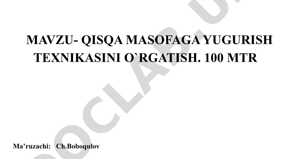 Qisqa masofaga yugurish texnikasini o'rgatish