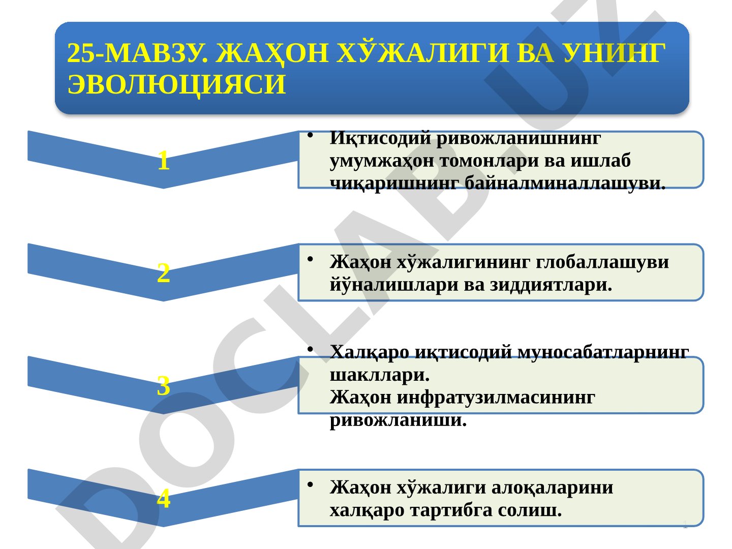 ЖАҲОН ХЎЖАЛИГИ ВА УНИНГ ЭВОЛЮЦИЯСИ