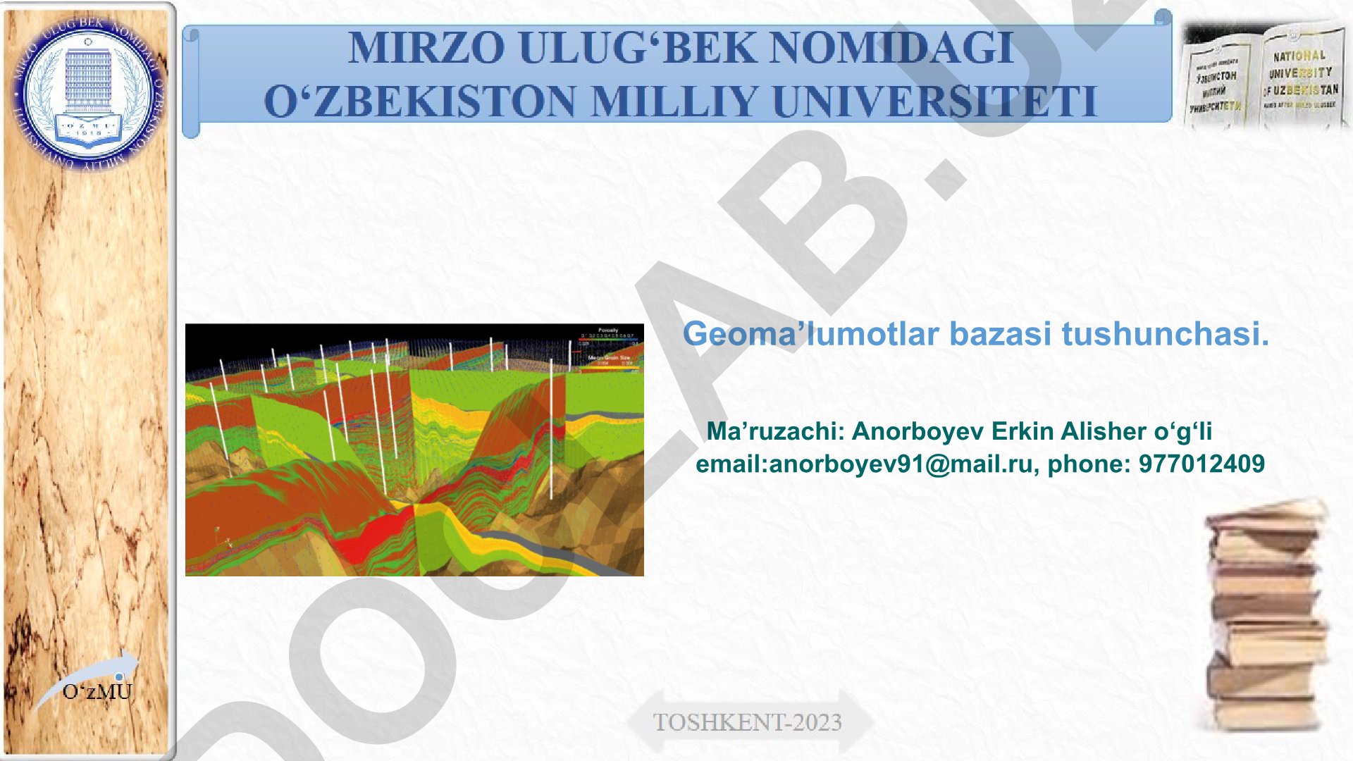 Geografik ma'lumotlar bazasi tushunchasi va loyihalash bosqichlari